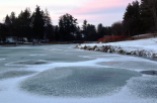 Sunset lake frozen